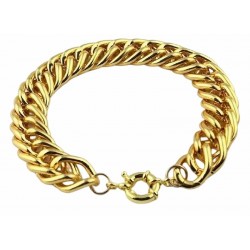 Pulsera para hombres fabricada con cadena de eslabónes anchos de acero dorado de 225 mm de largo