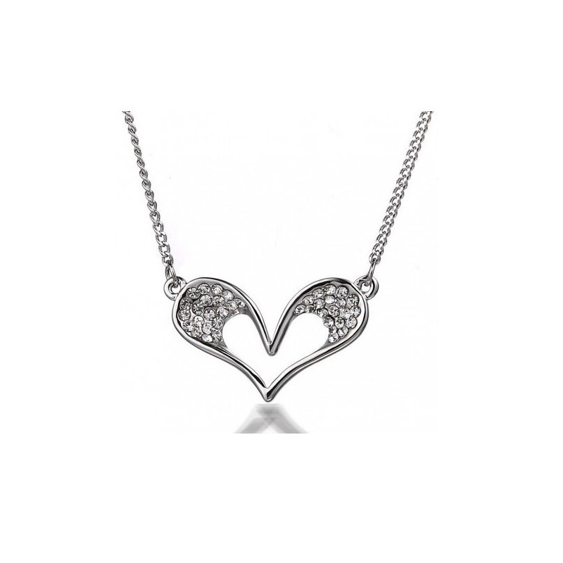 Collar de acero inoxidable con piedras de strass diseño corazón y cadena de 42 cm