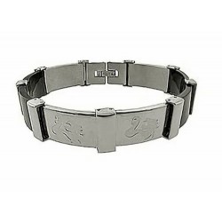 Brazalete económico para hombre fabricado de acero inoxidable y goma