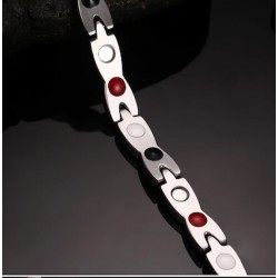 Pulsera de actividad de acero magnética de dos colores trenzada con iones negativos biomagnéticos