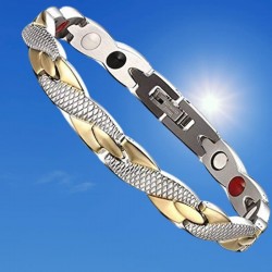 Pulsera de actividad de acero magnética de dos colores trenzada con iones negativos biomagnéticos