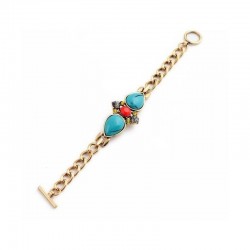 Pulsera de fantasía fabricada en bronce y con piedras de colores