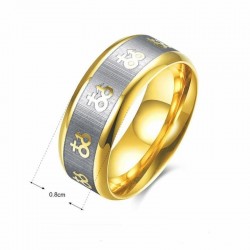 Anillo de promesa gay en acero de titanio con acabado oro 9k