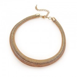 Collar gargantilla de acero chapado dorado para mujer de 18 mm de ancho