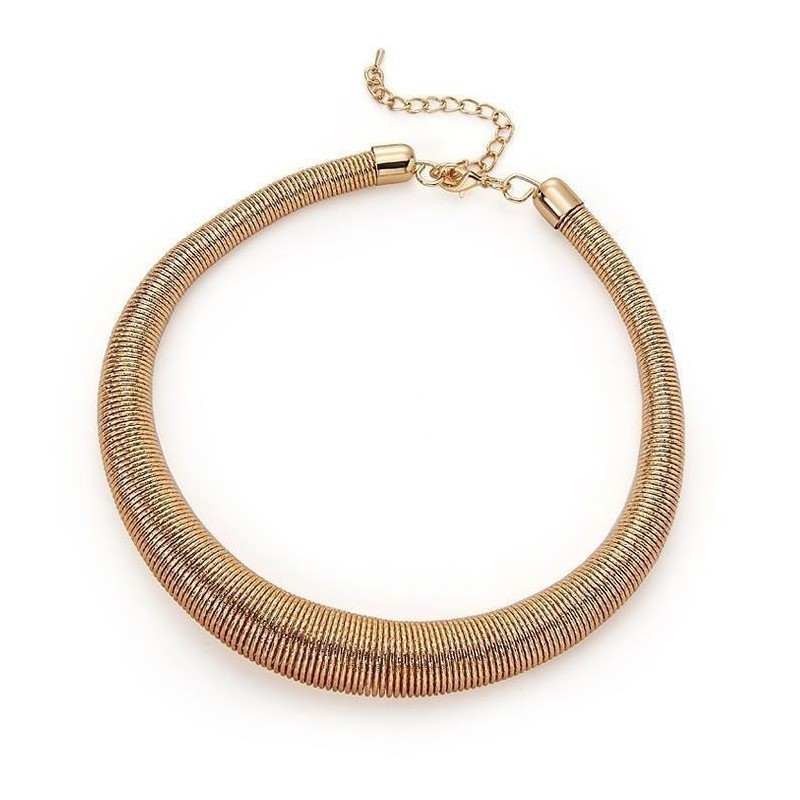 Collar gargantilla de acero chapado dorado para mujer de 18 mm de ancho