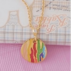 Collar de moda para mujer con cristal blanco y colgante redondo de diseño multicolor