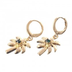 Pendientes con hojas de palmera finamente terminados con piedra de cristal negro