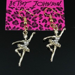 Pendientes de mujer fabricados en acero chapado en plata diseñados con bailarinas y cristales blancos