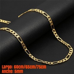 Cadenas fígaro con eslabón 3X1 chapadas en oro 18k de 5 mm de ancho