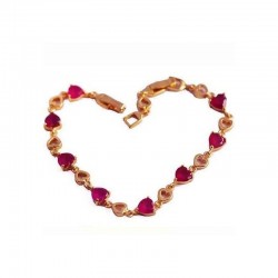 Pulseras de mujer chapada en oro rosa con piedra de imitación rubí