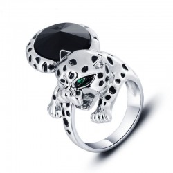 Anillos con animales acabado plata diseño Leopardo
