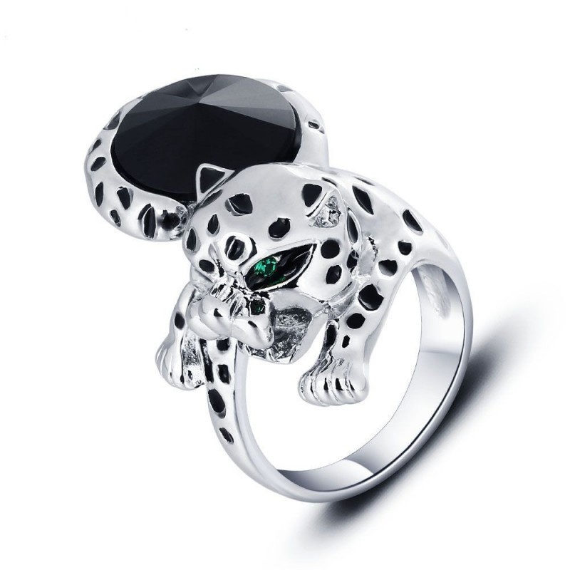 Anillos con animales acabado plata diseño Leopardo