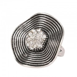 Anillo grandes de mujer diseño Pamela con circonitas blancas