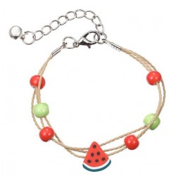 Pulsera para mujer con cuentas de color rojo y verde