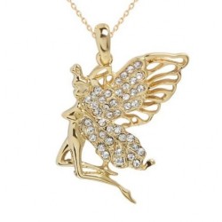 Collar con colgante chapado en oro 18k para mujer diseño ángel