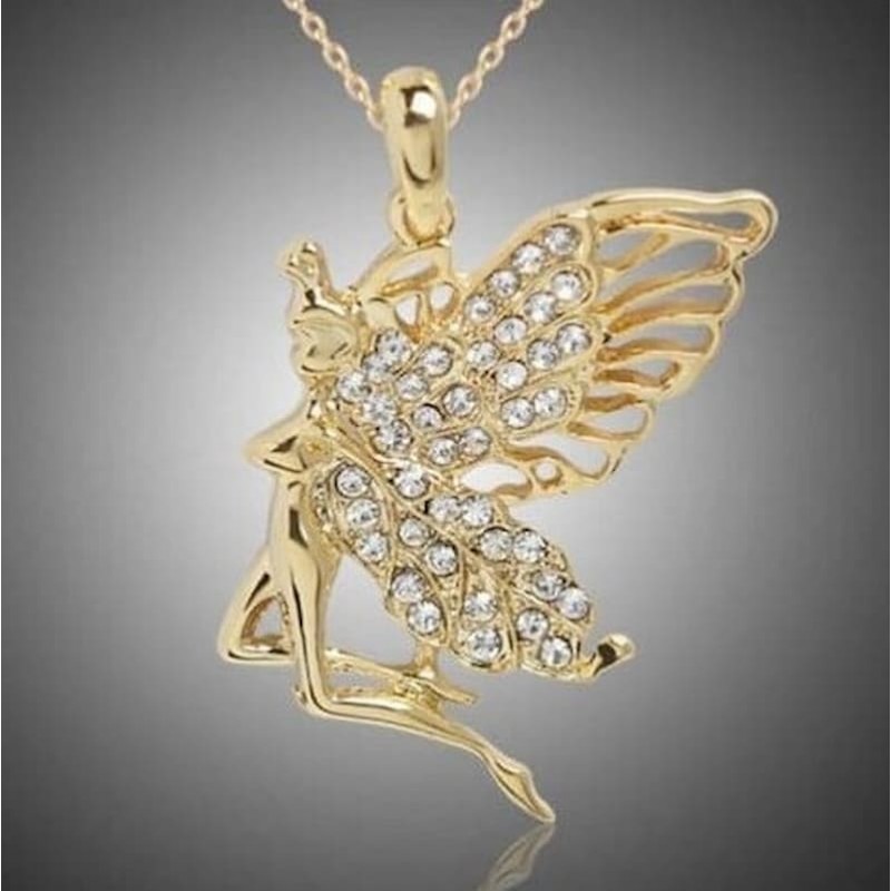 Collar con colgante chapado en oro 18k para mujer diseño ángel