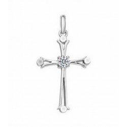 Colgante de acero inoxidable con piedra de cristal blanca diseñado con una pequeña cruz