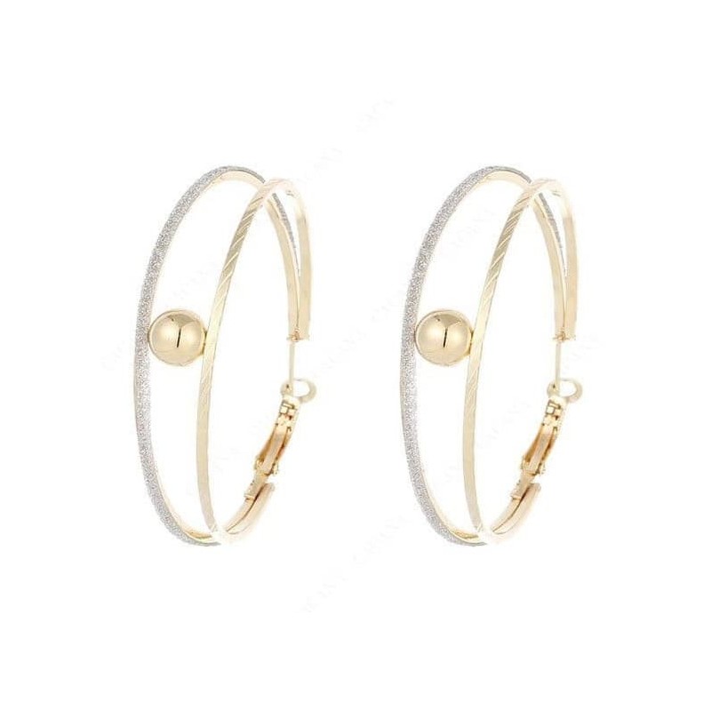 Pendientes de acero color oro y plata diseño doble aro