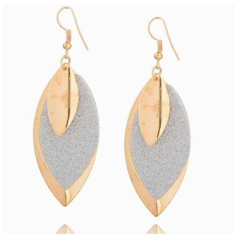Pendientes de acero de dos colores diseño hojas para mujer