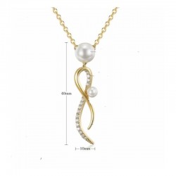 Colgante para mujer con perlas y circonias y cadena chapada en oro 18k
