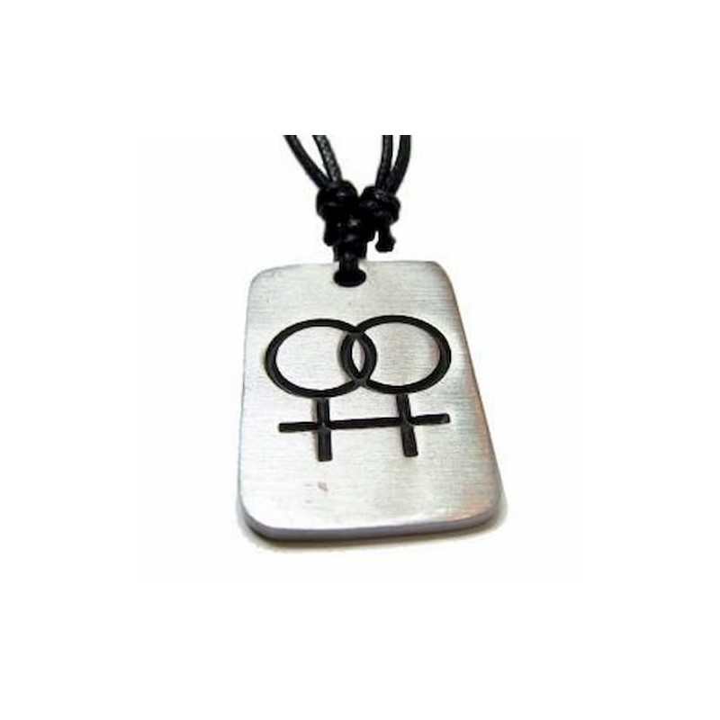 Collares de acero inoxidable lgtbiq+ con símbolo de mujer esmaltado