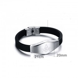 Brazalete con símbolo masónico de goma y acero inoxidable