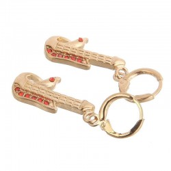 Pendientes dorados con piedras rojas diseño largo para mujer