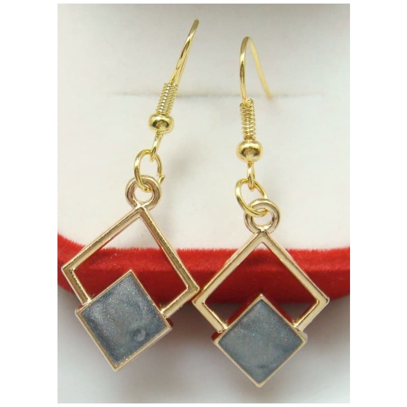 Pendientes de acero esmaltados diseñados con Dos rombos