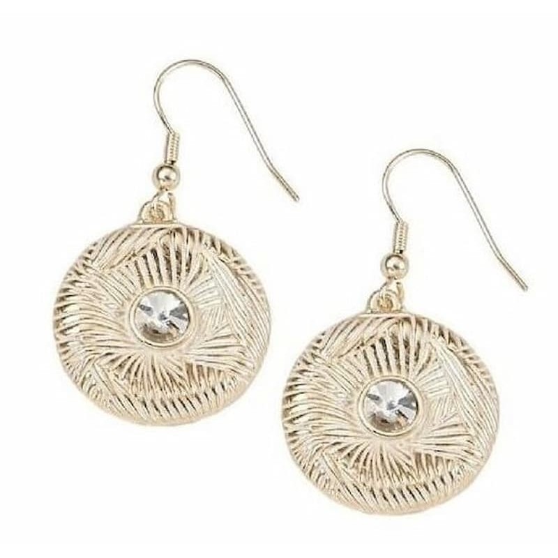 Pendientes de acero chapados en oro diseño circular para mujer