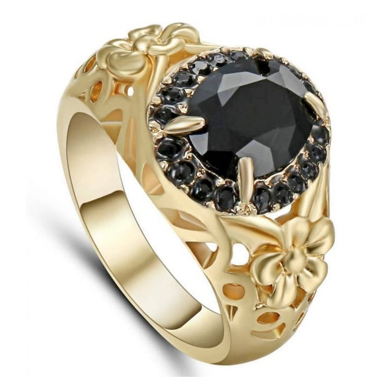 Anillo de mujer fino de acero con acabado en baño de oro de 9 quilates.