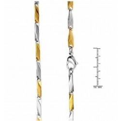 Collar cadena de acero inoxidable para hombres diseñada en dos tonos de oro y plata