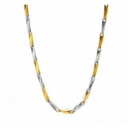 Collar cadena de acero inoxidable para hombres diseñada en dos tonos de oro y plata