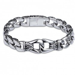 Pulsera vikinga de acero inoxidable para hombres de 1,5 cm de ancho