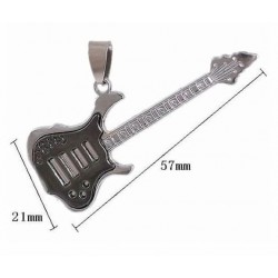 Collar con cordón de piel trenzado y colgante guitarra