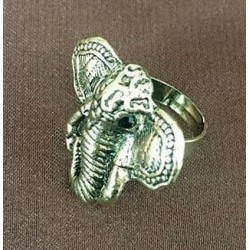 Anillo ajustable de acero color bronce con cabeza de Elefante