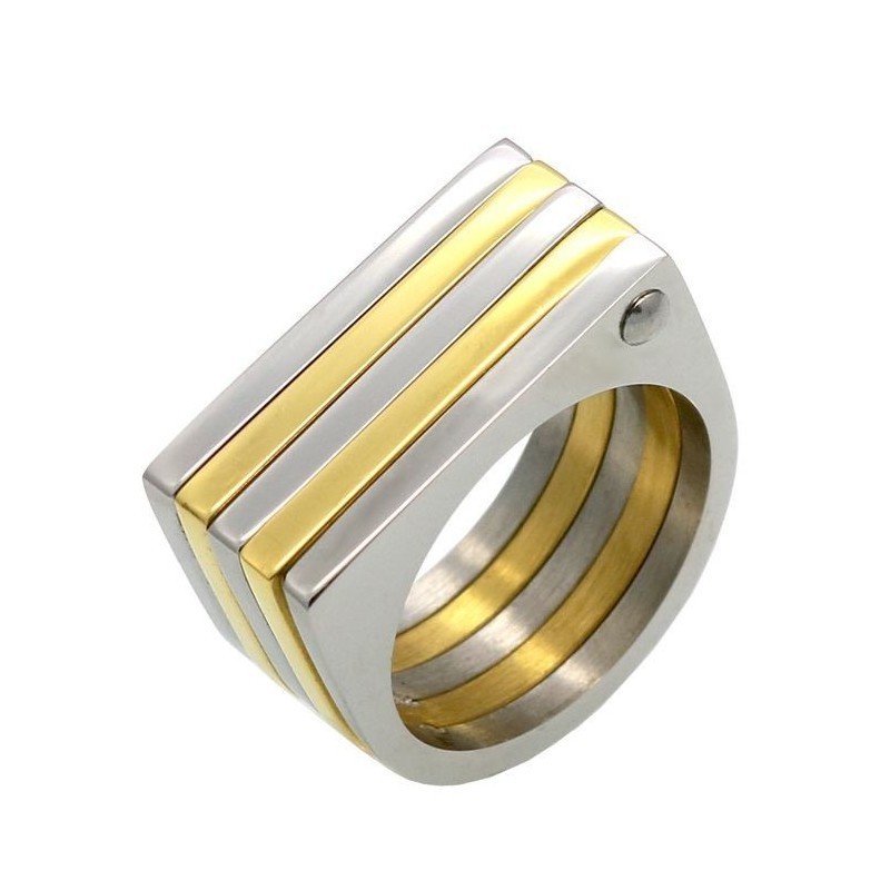 Anillos grandes de acero de titanio en colores oro y plata