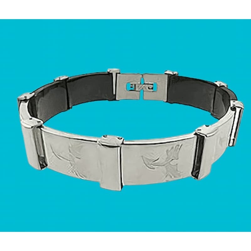 Pulseras de acero quirúrgico para mujer con diseño alas de dragón