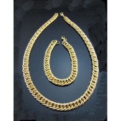 Conjunto de collar y pulsera de cadenas chapadas en oro de 9k