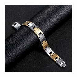 Brazalete de dos colores en acero inoxidable de 1,5 cm de ancho y 20 cm de largo