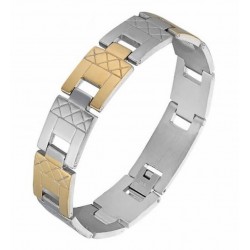 Brazalete de dos colores en acero inoxidable de 1,5 cm de ancho y 20 cm de largo
