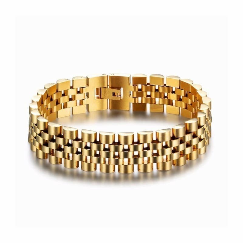 Brazalete de acero inoxidable de 1,5 cm de ancho y 20,5 cm de largo