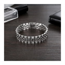 Brazalete de acero inoxidable de 1,5 cm de ancho y 20,5 cm de largo