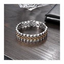 Brazalete de acero inoxidable de 1,5 cm de ancho y 20,5 cm de largo