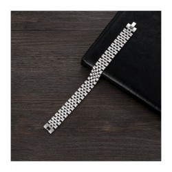 Brazalete de acero inoxidable de 1,5 cm de ancho y 20,5 cm de largo