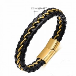 Pulsera para hombres fabricada en piel vacuna y alambre de acero