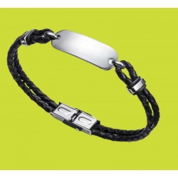 Pulseras de cuero Viceroy, brazalete original con piel trenzada de color negro y placa de acero