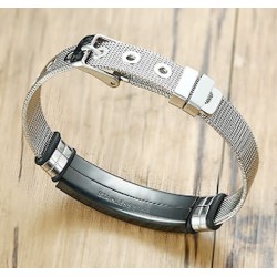 Pulsera de acero inoxidable diseño lobo con cadena de red de color negro