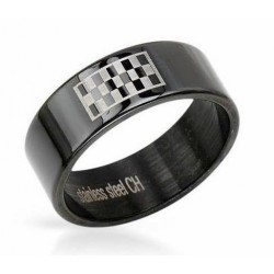 Anillo de color negro en acero inoxidable para hombres