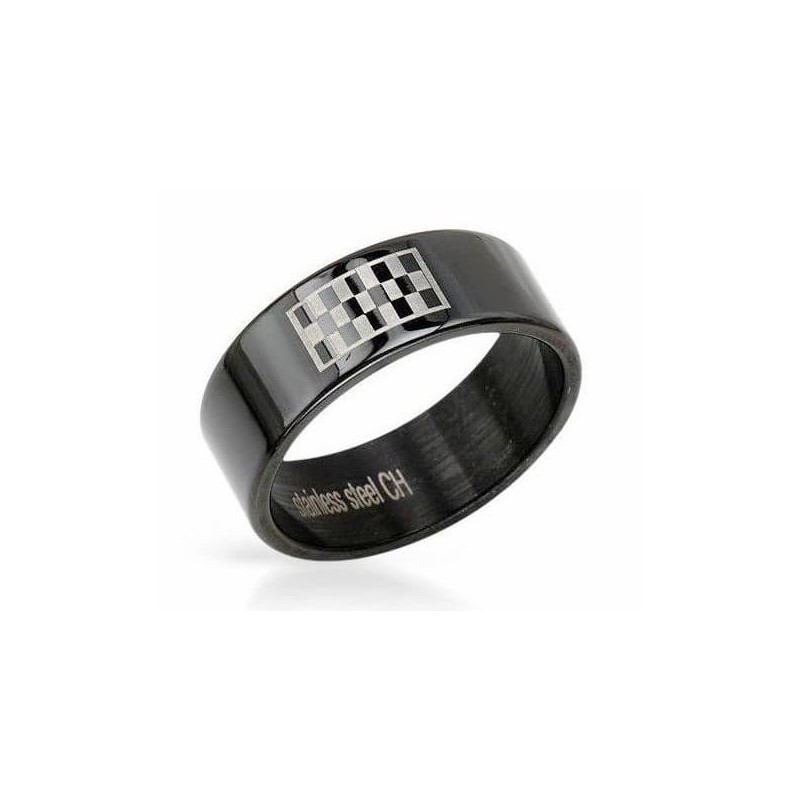 Anillo de color negro en acero inoxidable para hombres