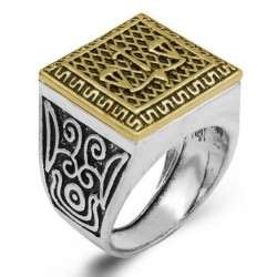 Anillo de aceero inoxidable para hombres diseñado con el signo de la justicia